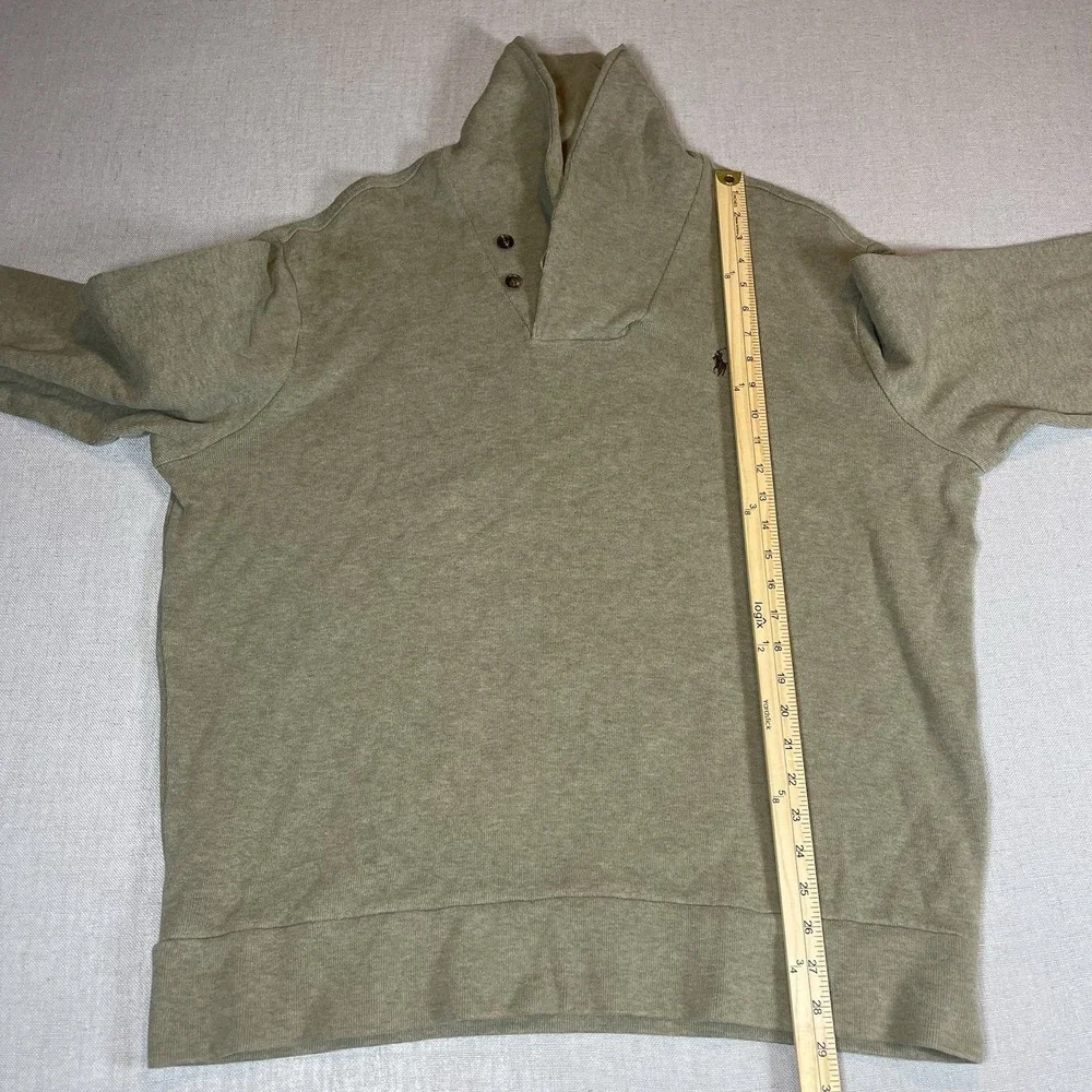 Polo Ralph Lauren Sweater Mens 2XL Green‎ Cotton Shawl Collar Elbow Patch Knit